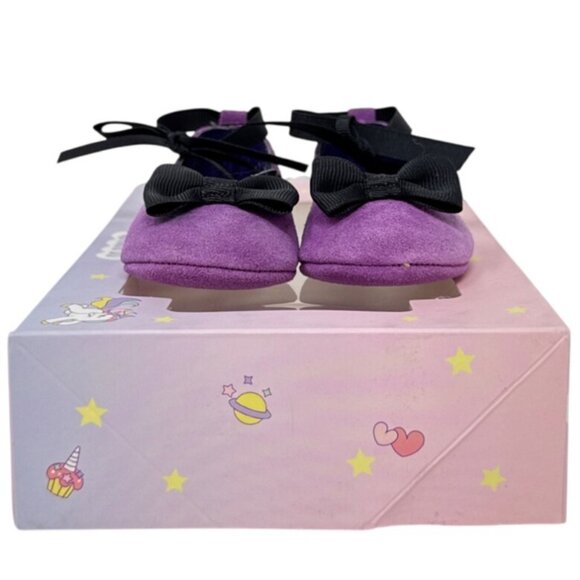 Unicorn Designers Touch by Baby Deer Leather uppers Purple with Black Bow Size 1 - Picture 2 of 6